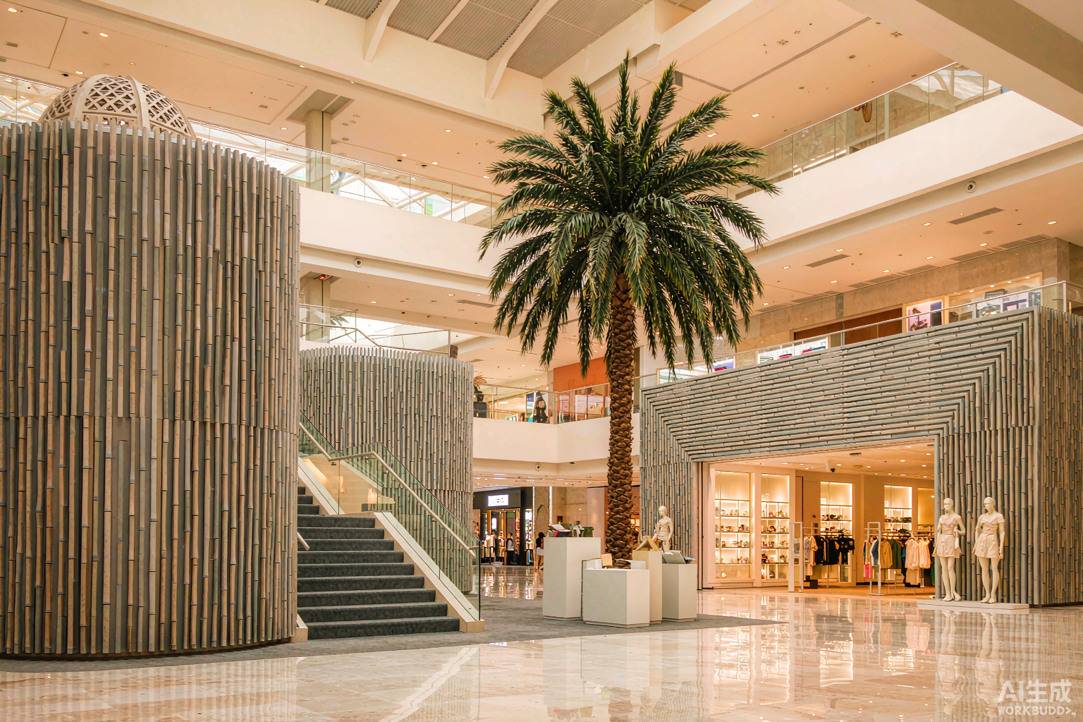 Artificial king palm grove installed in Riyadh premier mall
